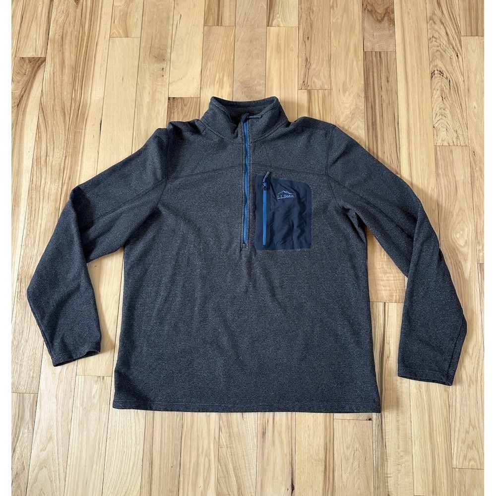LL Bean Fleece Mens L Gray North Ridge Sweater Sweatshirt 501151